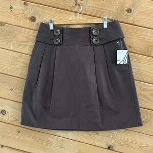 Milly of New York Dark Brown Pleated Mini Skirt Fully Lined NWT New Size 8